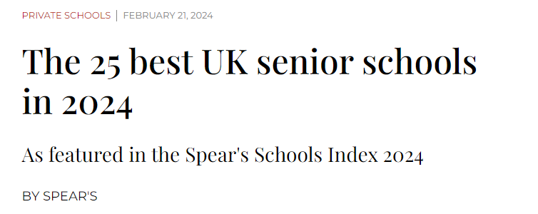 Spear's 2024年全英最佳私校TOP25